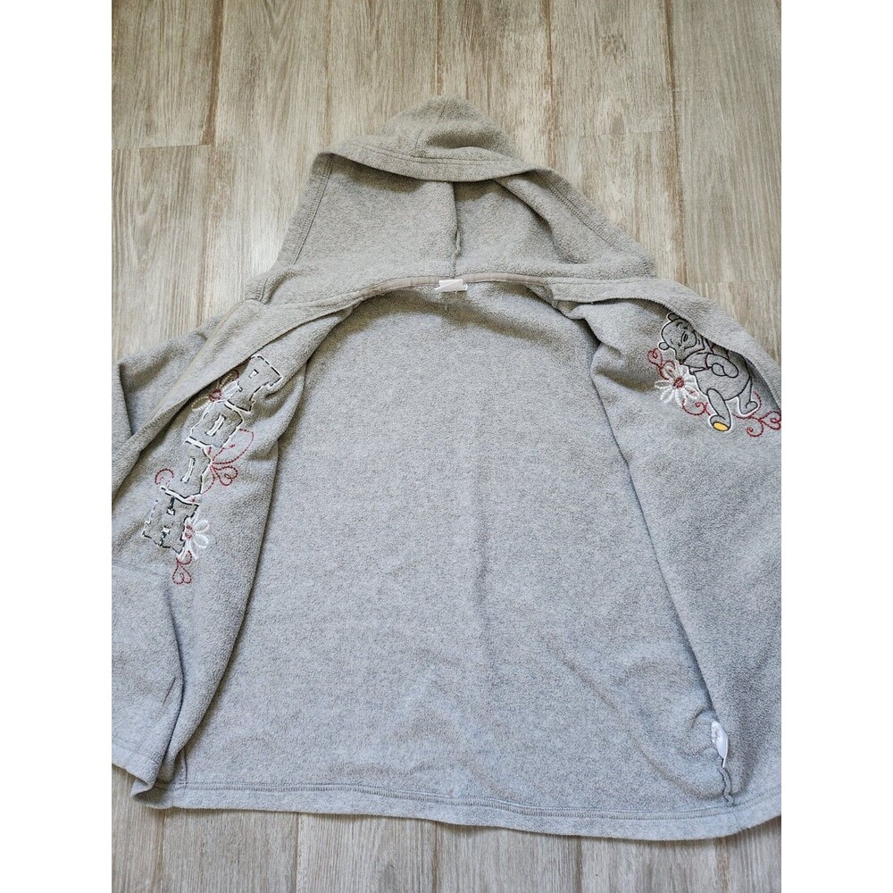 VTG Disney Winnie the Pooh Hoodie Womens XL Gray Zip Up Sweatshirt Embroidered - Picture 3 of 9